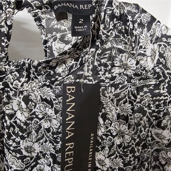 NWT Banana Republic black and white floral dress sz 2 - Picture 4 of 5